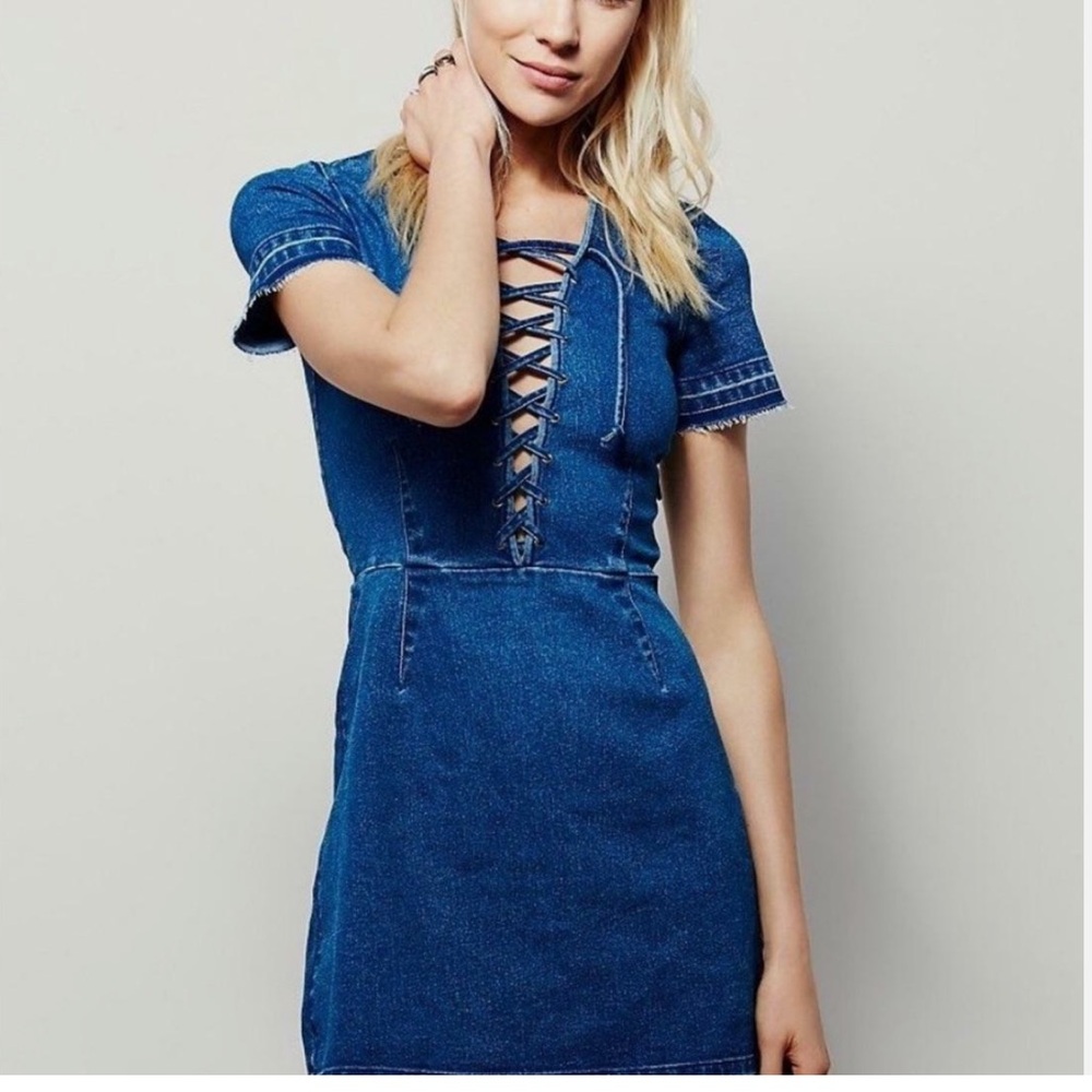 SAYLOR for FREE PEOPLE Denim Short Sleeve Dress